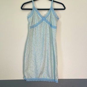 Blue, White, and Green floral dress. Soft comfortable fabric!